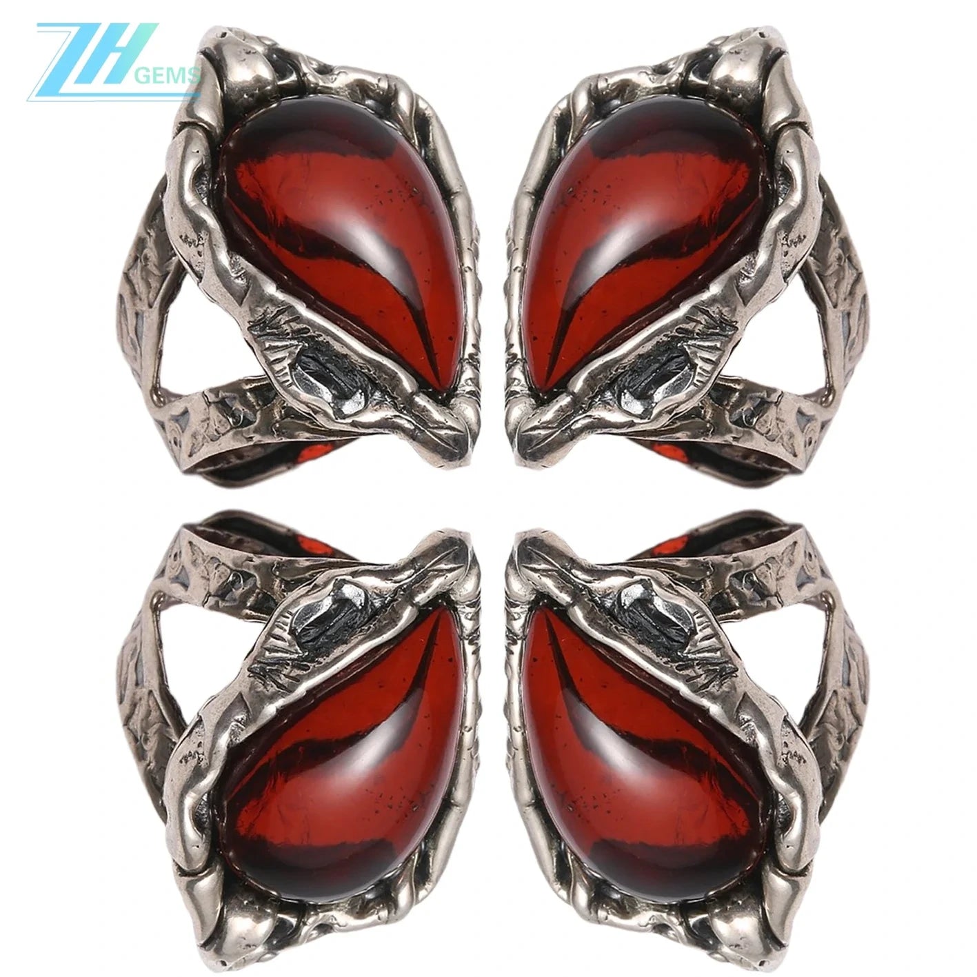 20.5g Red Amber Natural Baltic Sea Non-optimized Blood Pool Ring 925 Sterling Silver Inlay Fashion Design Holiday Gift