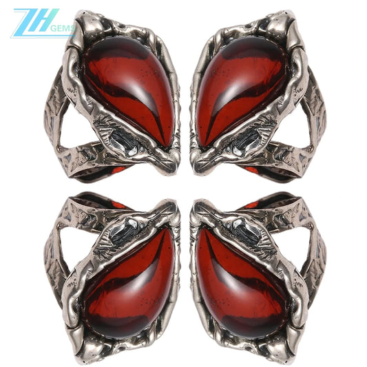 20.5g Red Amber Natural Baltic Sea Non-optimized Blood Pool Ring 925 Sterling Silver Inlay Fashion Design Holiday Gift