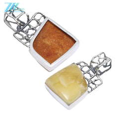 Natural Yellow Amber Pendant Huge Baltic Amber Pendant Jewelry Long Large Classical Handmade 925 Silver As Gift For Her