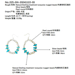 Natural Turquoise Natural Earrings Holiday Gift S925 Silver Designer Custom Gift Family Turquoise Earrings