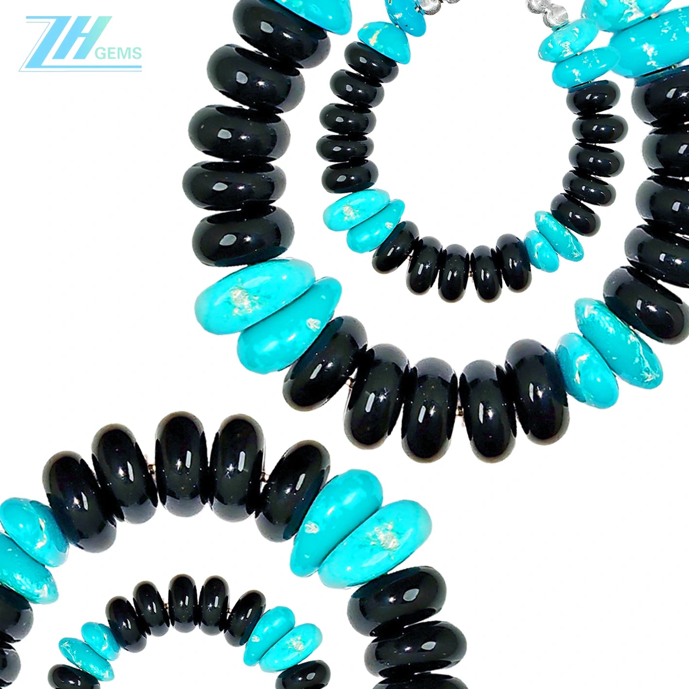 Natural Obsidian and natural Sterling treatment Turquoise form gemstone earrings They are small and delicate adding a mysterious and unique color to the ears