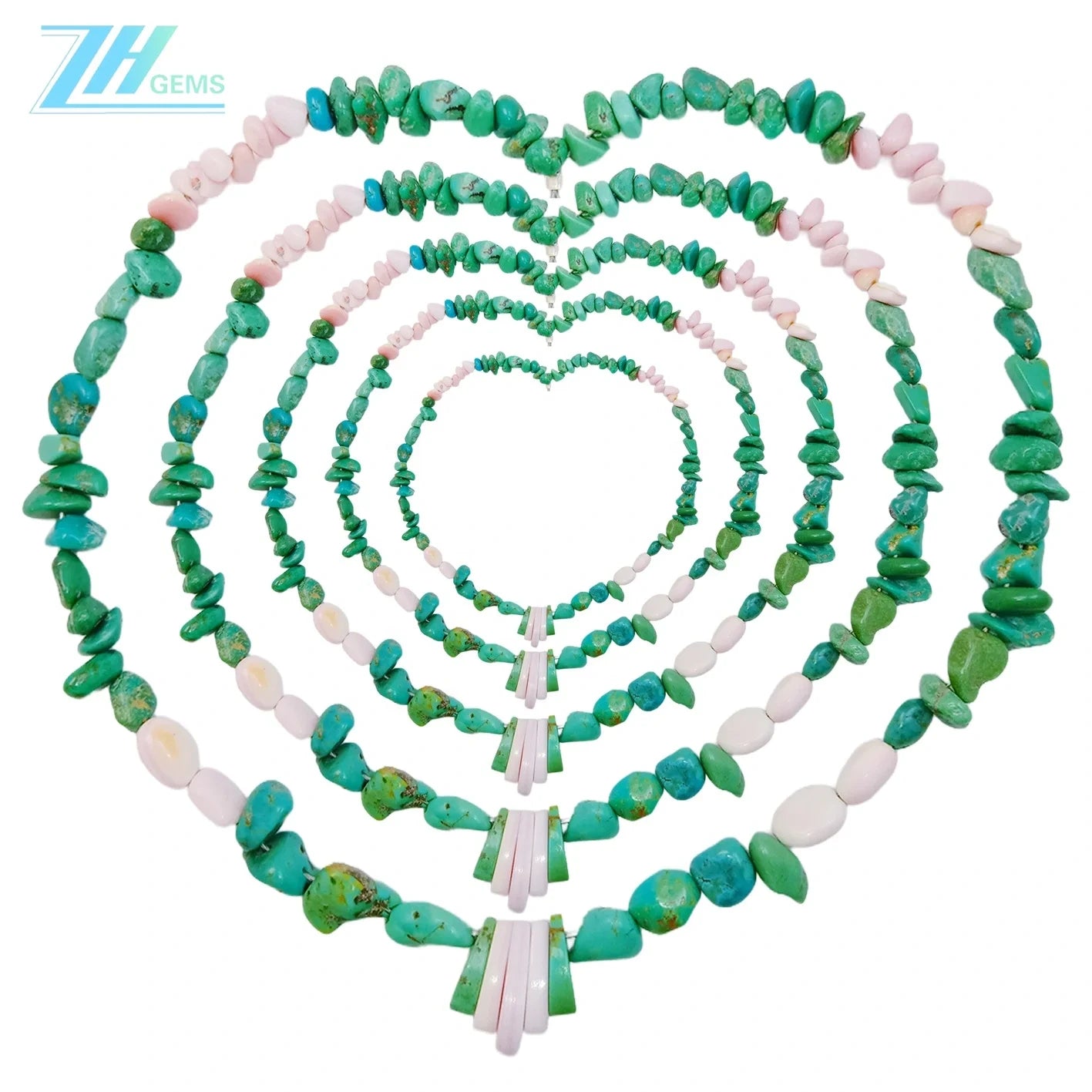 Natural Turquoise And Pink Opal With Free-shape Size 16inch Green And Pink Color Handmade Gift Color Jewelry Making