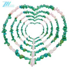 Natural Turquoise And Pink Opal With Free-shape Size 16inch Green And Pink Color Handmade Gift Color Jewelry Making