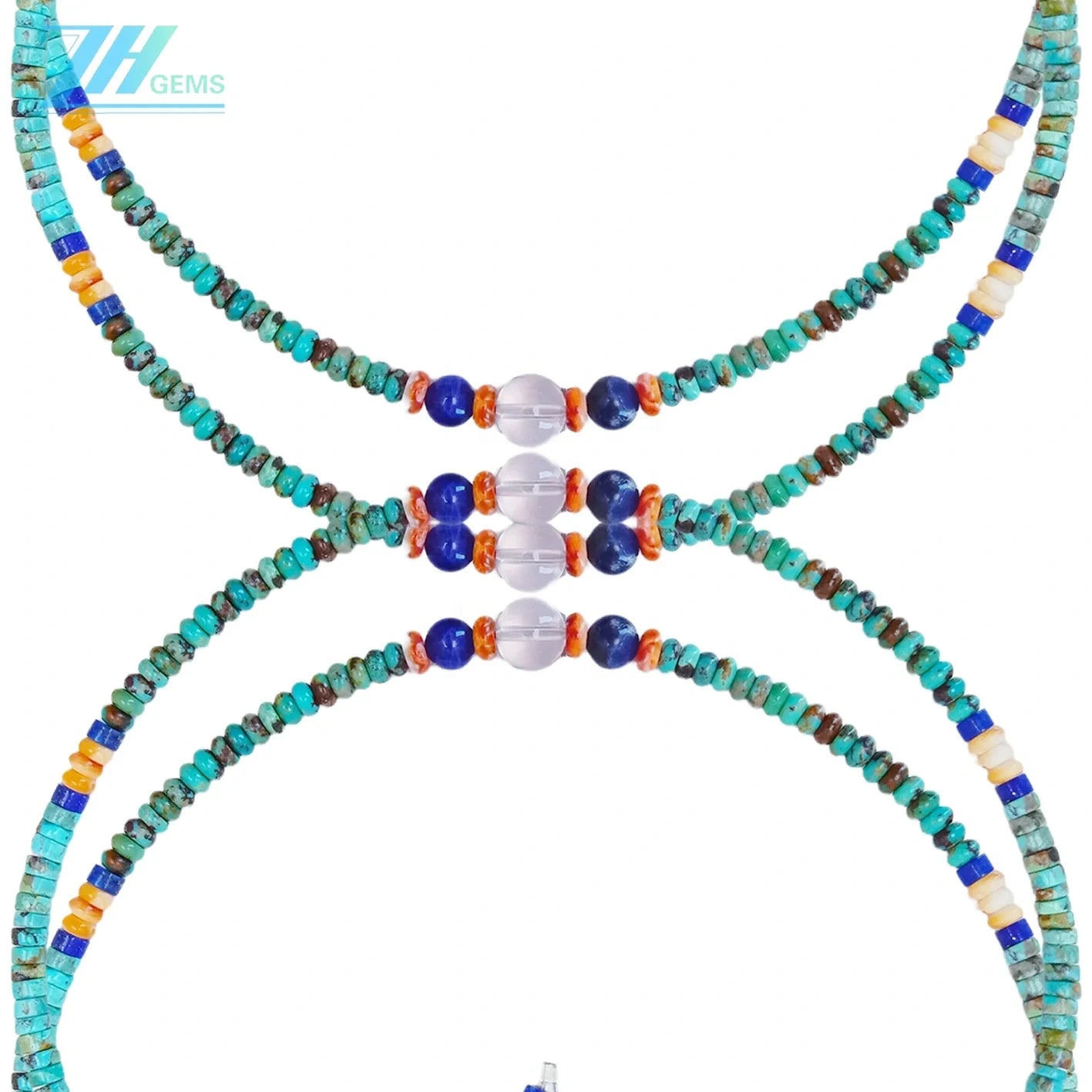 Natural Turquoise Lapis Lazuli Sodalite Crystal Spiny Oyster 12.6g Necklace High Quality Gemstone Healing Necklace Gift