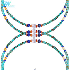 Natural Turquoise Lapis Lazuli Sodalite Crystal Spiny Oyster 12.6g Necklace High Quality Gemstone Healing Necklace Gift