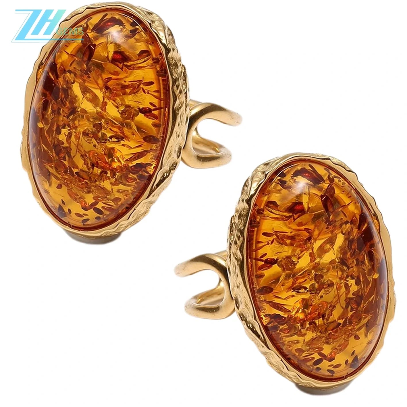 Amber Ring Orange Cabochon Oval Sterling Amber Stone Engagement Gift For Her Huge Handmade