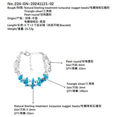 Beautiful Natural Turquoise Bracelet For Women Natural Pearl & Turquoise Beautiful Silver Jewelry Bracelet Winter Gifts1