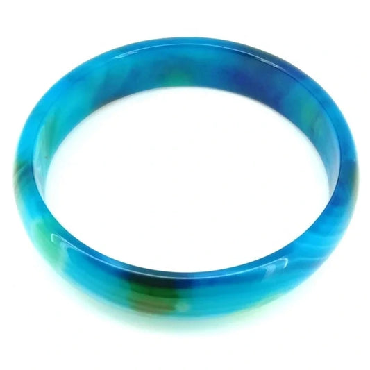 Natural Blue Agate Gemstone Bangle Best Gift 53-63mm