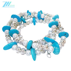 Natural Pearl & Turquoise Premium Women's Double Necklace With Delicate Gemstones Beautiful Jewelry Necklace Winter Gift