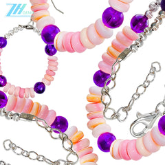 Amethyst & Natural Pink Opal Jewelry Set 3 Piece Set Necklace Bracelet Earring Set The Perfect Combination Of Natural