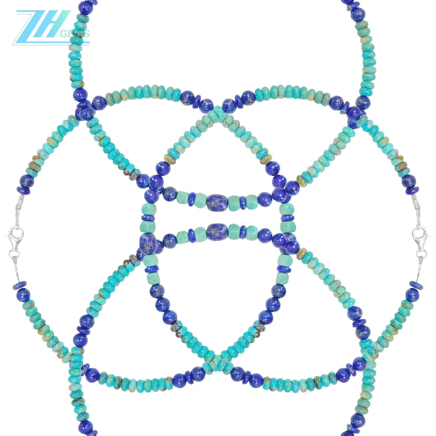 Natural Turquoise Lapis Lazuli Necklace 16inch Summer Present Personalized Necklace Simple Atmosphere Jewelry