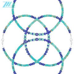 Natural Turquoise Lapis Lazuli Necklace 16inch Summer Present Personalized Necklace Simple Atmosphere Jewelry