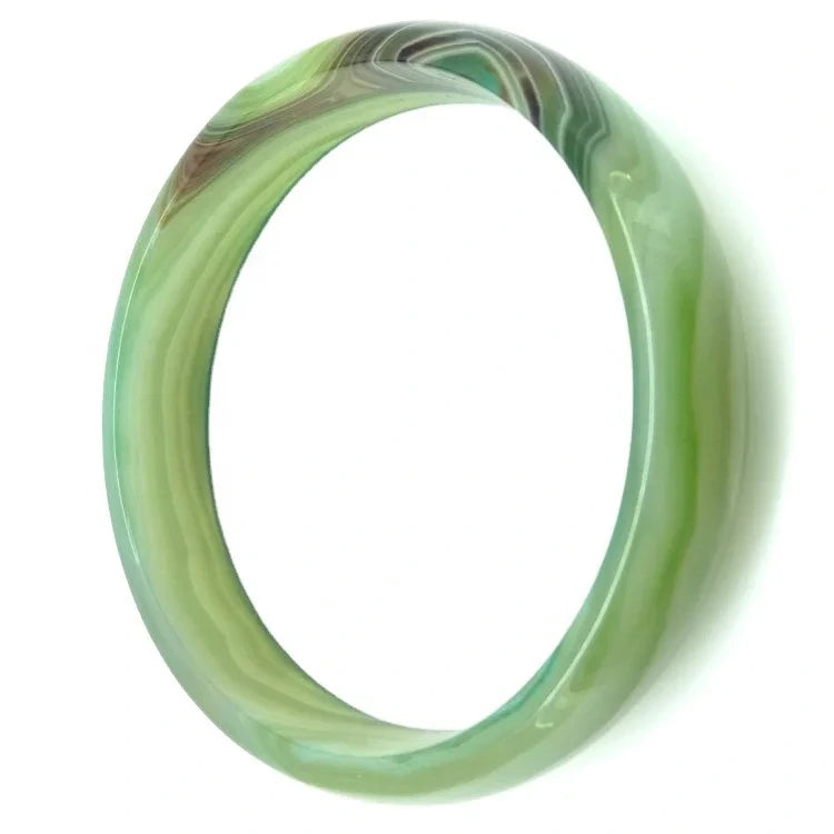 53mm-63mm Green Agate Stone Band Bangle Gemstone Width Bangle Woman Man Bangle Best Gift