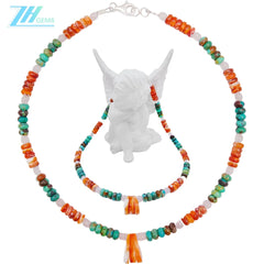 Spiny Oyster Rose Quartz Natural Turquoise 16inch Orange Green Gemstone 23g As Gift For Mon And Girlfriend Summer