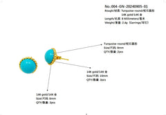 14k Gold Natural Sterling Treatment Turquoise Round Earrings Sleeping Beauty Mine Jewelry Female Custom As Gift