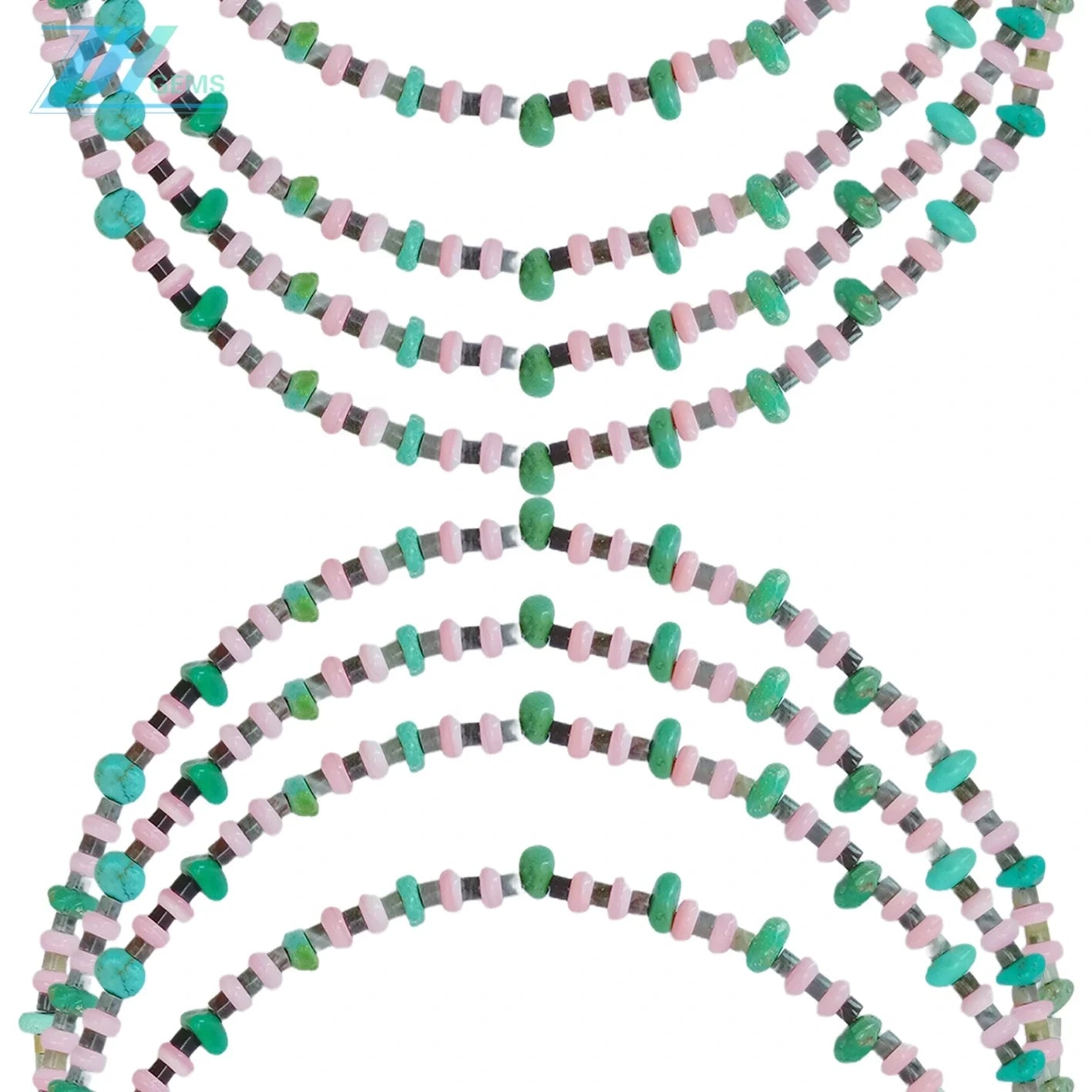 Natural Turquoise Burma Jadeite Pink Opal Black Agate Gemstonenecklace Multi Color Beautiful Jewelry As Gift For