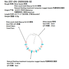 Natural Sterling Treatment Turquoise With Natural Pink Opal Handmade Bracelet Original Design Of Jewelry Exquisite Gift For Her