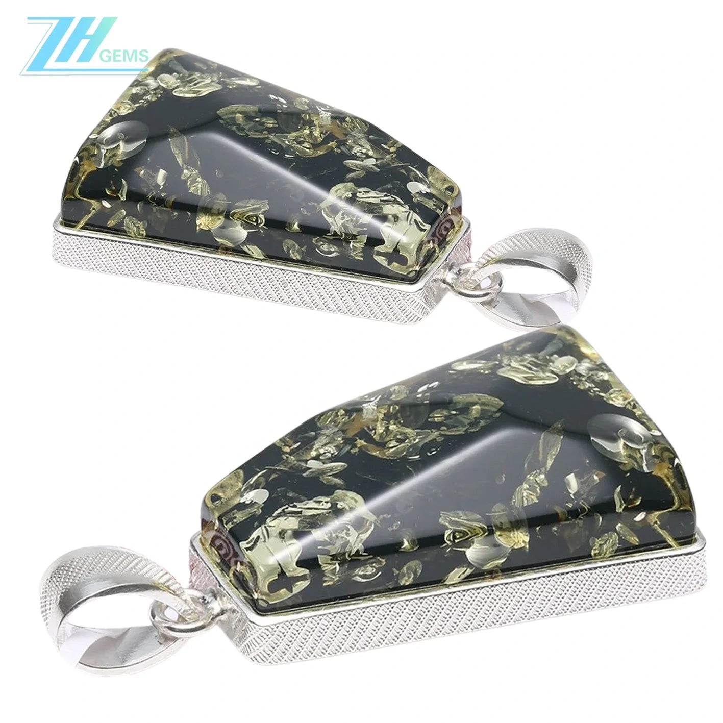 Green Amber Pendant Natural Baltic Amber Silver Jewelry Elegant Gift For Her Gift For Him Blue-green Pendant