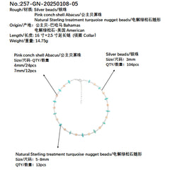 Natural Pink Opal New Chinese Style Collar Natural Sterling Treatment Turquoise With Pink Shellfish Handmade Collar