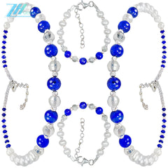 Jewelry Three-piece Set Natural Lapis Lazuli Beads Pearls Perfect Combination Bracelets Necklaces Earring Jewelry Handmade