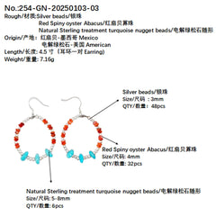 High Quality Red Spiny Oyster Earrings Turquoise With S925 Silver Delicate Bracelet Custom Design Modern Style Jewelry