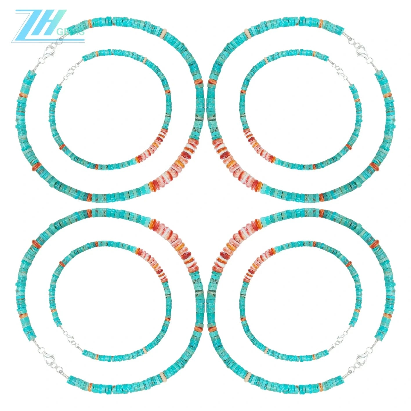 28.9g Natural Turquoise And Spiny Oyster 16inch Simple Atmosphere Jewelry For Gift Choice Fashion Design Handmade