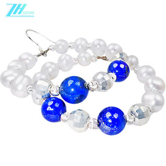 Natural Pearl Earrings Natural High Quality Lapis Lazuli Beads 5 Inch Jewelry Earrings Are Selling Well All Over The World