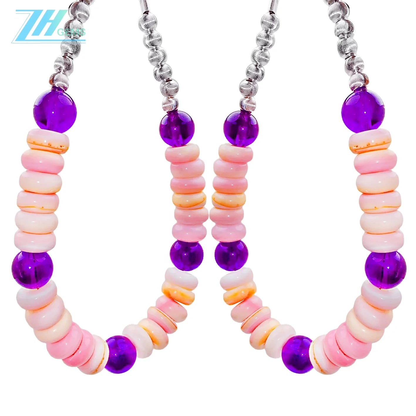 Delicate Natural Amethyst With Natural High Quality Pink Opal Bracelet Limited Jewelry Handmade Custom Jewelry