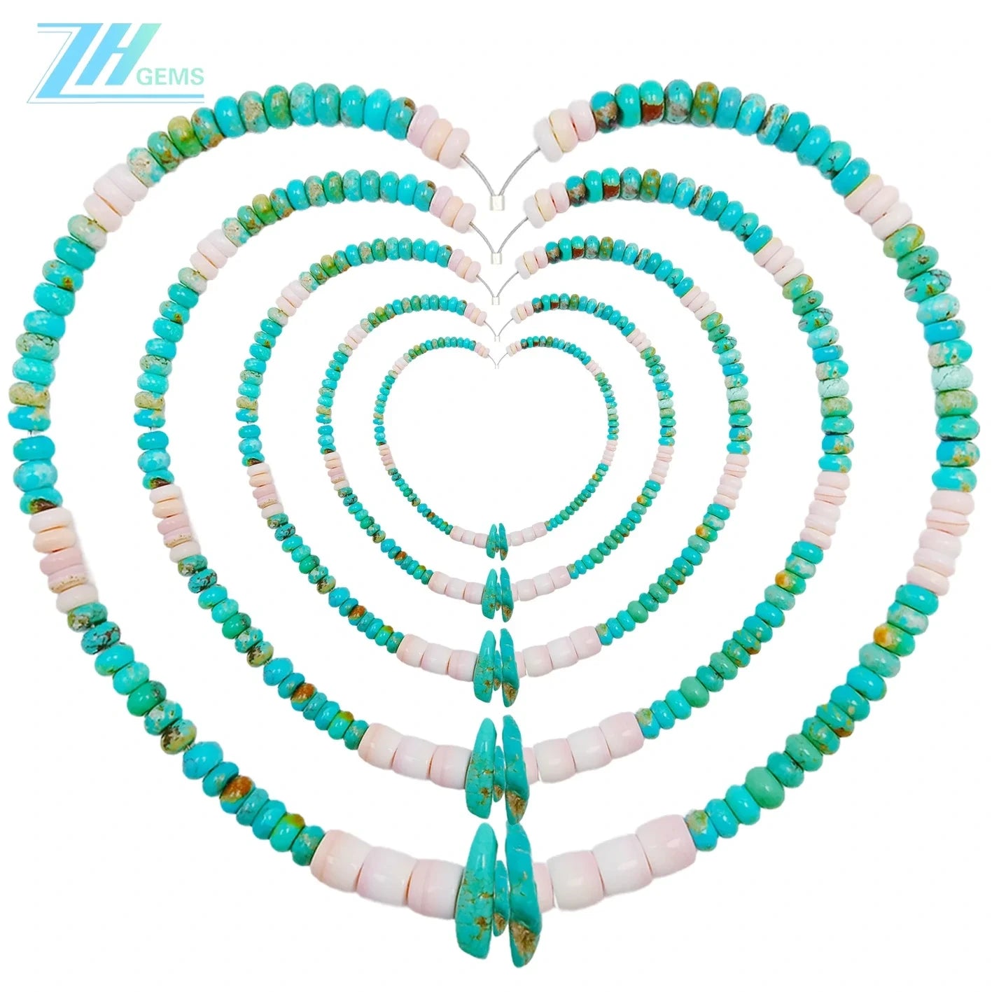 Natural Turquoise And Pink Opal Green Pink Color Round Gemstone Beads Relief Gift For Her Strength Necklace Jewelry Holiday