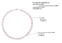 Natural Pearls Natural Pink Opal Drum Shape Necklace Jewelry Temperament Women's Design Pearl Necklace