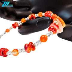 This Bracelet Combines Colorful Crystals With Red Spiny Oyster Featuring Gorgeous Colors When Moving It Exudes