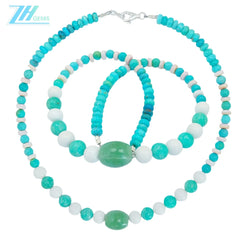 Natural Turquoise Amazonite Tridacna Aventurine Roundle Round Beads Gemstone Combination Jewelry Size 16inch Weight27.6g