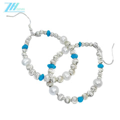 Pearl Earrings Turquoise Natural Earrings S925 Silver Women's Jewelry Best Selling Designer Custom Beautiful Women's Jewelry