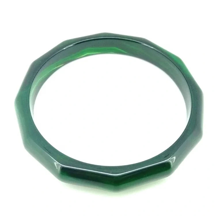 Natural Jewelry Dark Green Agate Gemstone Bangle Best Gift 53-63mm