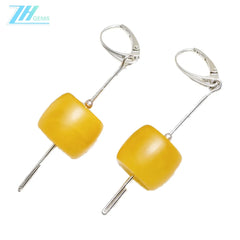 Dainty Baltic Amber Earrings Natural Amber Sterling Silver Gift For Yoga Lover