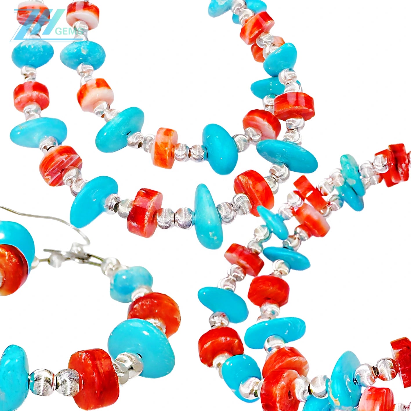 Sterling Treatment Turquoise Red Spiny Oyster And S925 Silver Form A Set With Double Layer Ingenuity It Fully Exudes