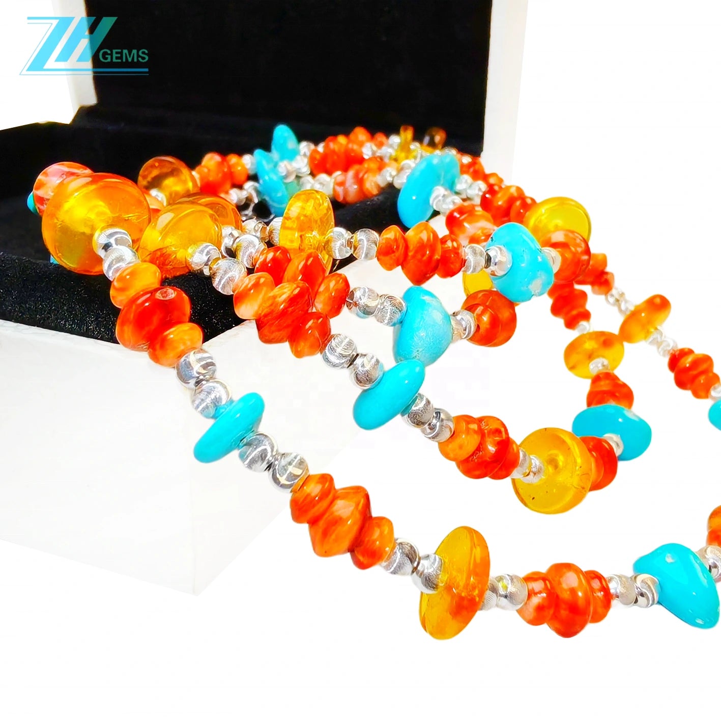 S925 Silver Constructs A Double Layer Framework Stringing Orange Spiny Oyster And Amber Creating A Wonderful Spark