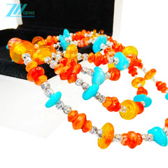 S925 Silver Constructs A Double Layer Framework Stringing Orange Spiny Oyster And Amber Creating A Wonderful Spark