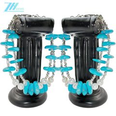 Goddess's Double Layer Natural Turquoise Bracelet For Women Delicate Natural Pearl & Turquoise Beautiful Silver Jewelry