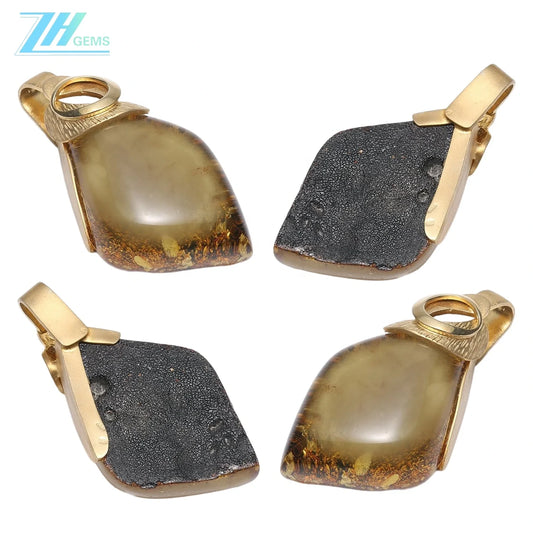 Baltic Amber Pendant Stress Relief Gift For Her Strength Pendant Huge Green Brown Drop Multi Stone For Husband Unisex Gift