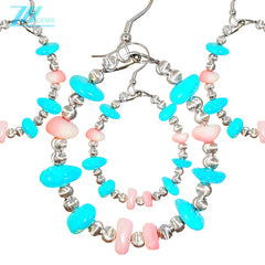 These Earrings Combine Pink Opal And Natural Turquoise In A Unique Shape When Worn They Sway Gracefully Showing Unique