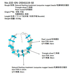 Popular Natural Turquoise Pearl With S925 Silver Authentic Bracelet High Jewelry Designer Custom1