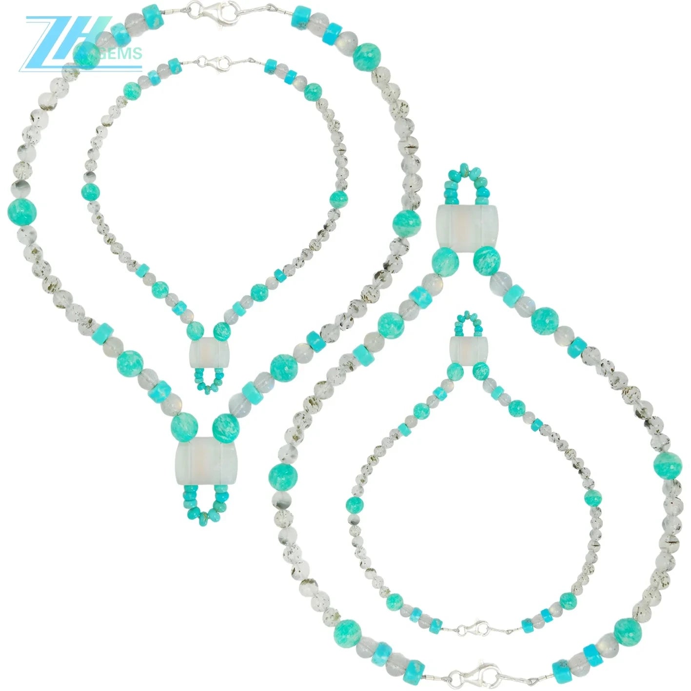 Natural Turquoise Black Rutilated Quartz Labradorite Fluorite Fluorspar And Amazonite Making Necklace Beautiful Surperising