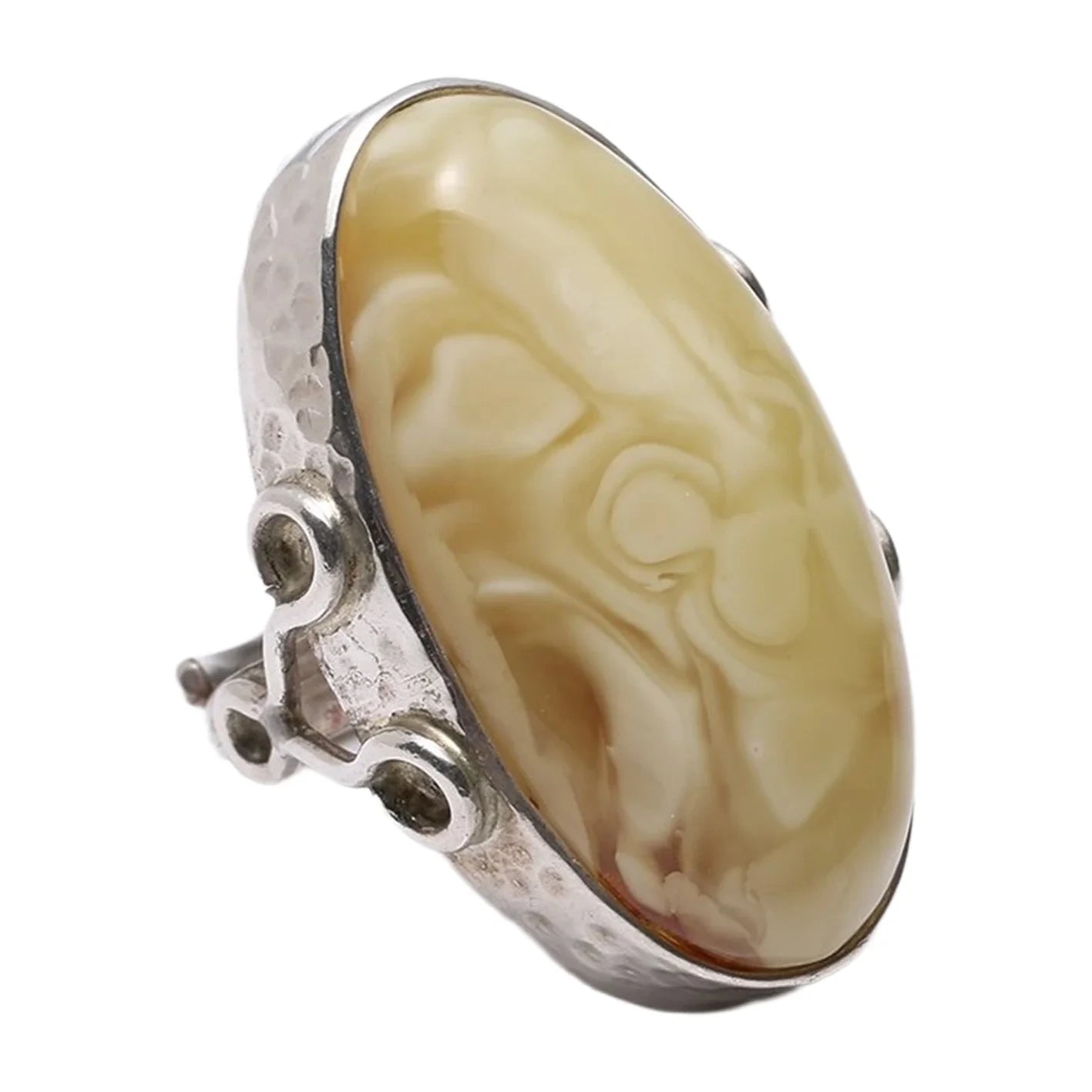 Baltic White Amber Gemstone Handmade 925 Sterling Silver Ring Ring Stamped Amber Ring Making Gift For Her