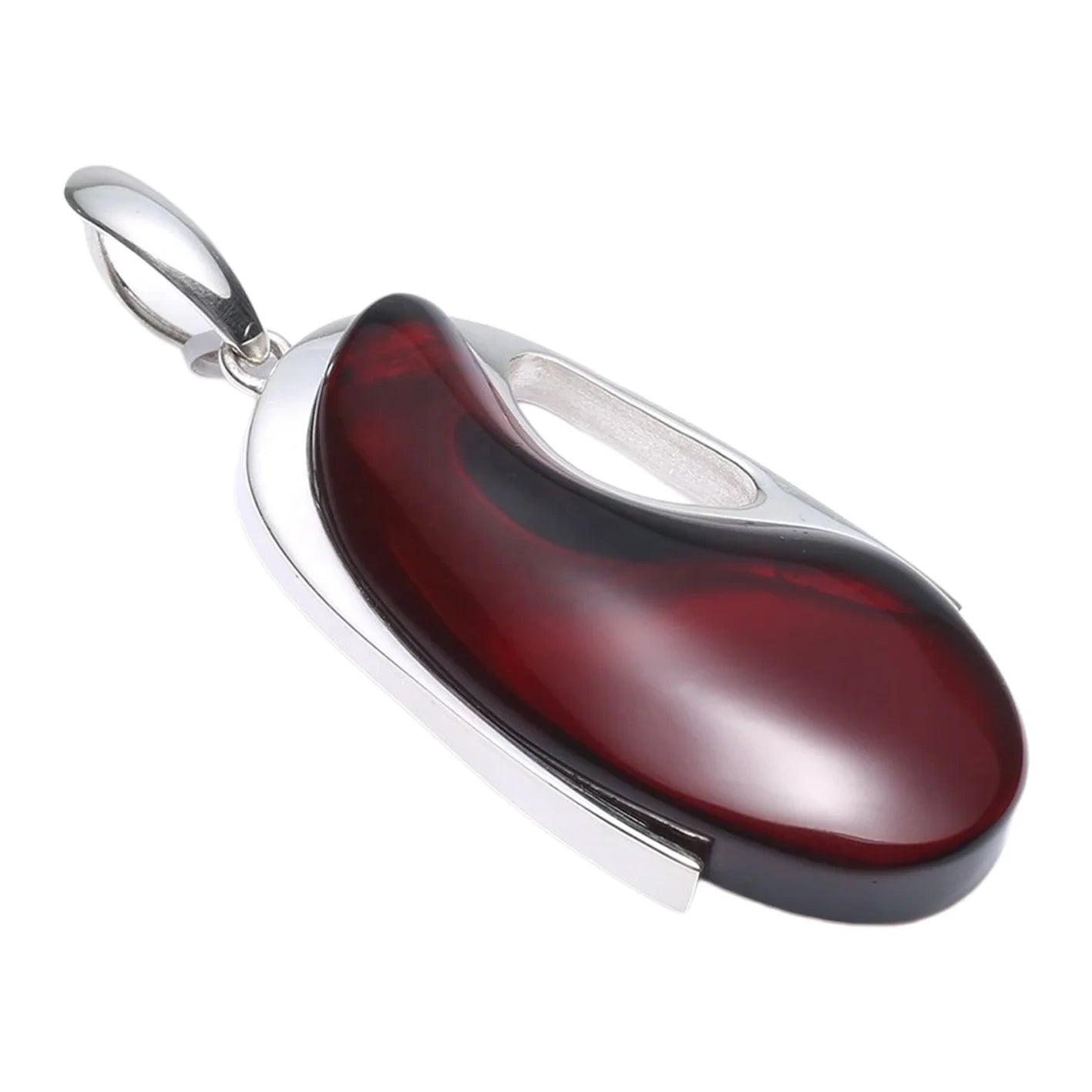 Amber With Red Plated Sterling Silver Fitting Huge Drop Shape Red Pendant Modern Amber Jewellery Set Gift For Women Necklace