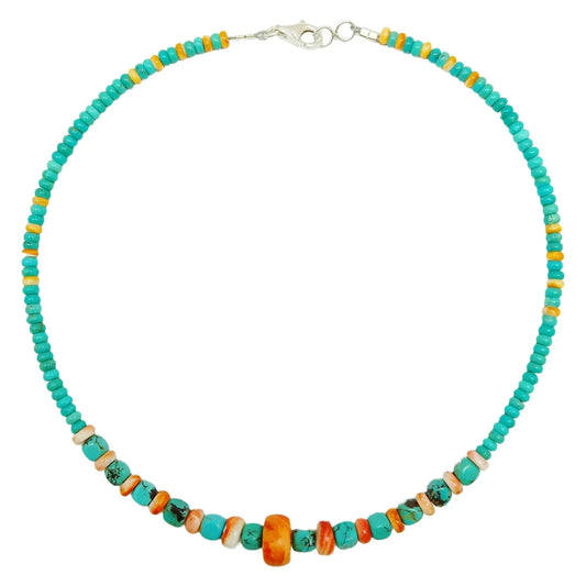 Natural Turquoise And Spiny Oyster Necklace Beautiful Jewelry As Gift Simple Atmosphere Summer Choice For Lover