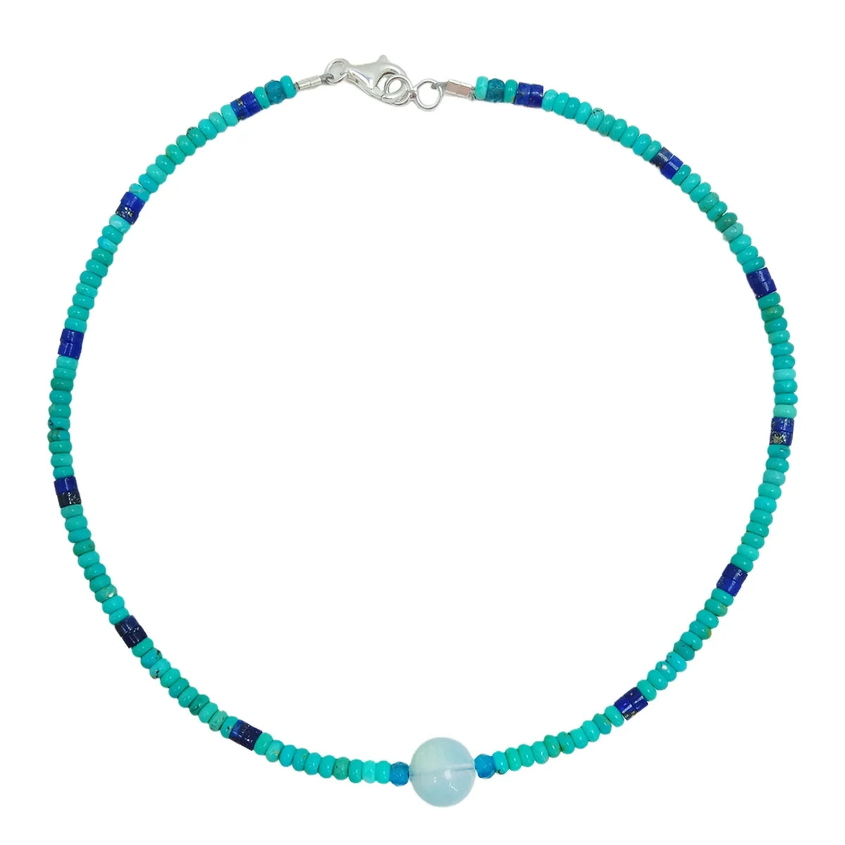 Natural Turquoise Lapis Lazuli Fluorite Fluorspar And Amazonite Distinct Jewelry Handmade Necklace Delicate Gift Summer Choice