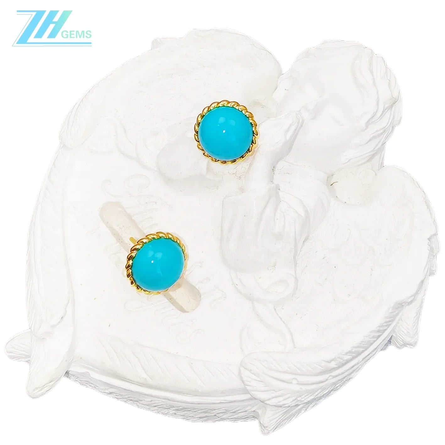 14k Gold Natural Sterling Treatment Turquoise Round Earrings Sleeping Beauty Mine Jewelry Female Custom As Gift