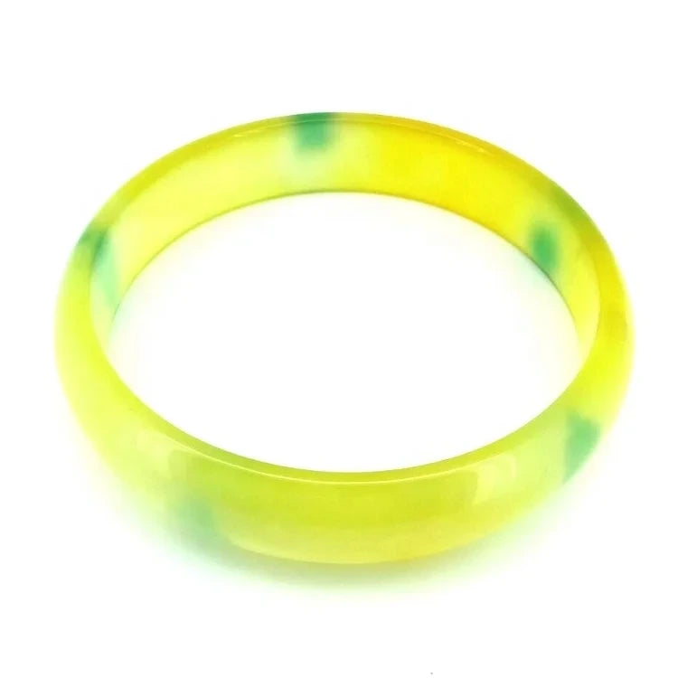Natural Jewelry Yellow-green Agate Gemstone Woman Man Bangle Best Gift 53-63mm