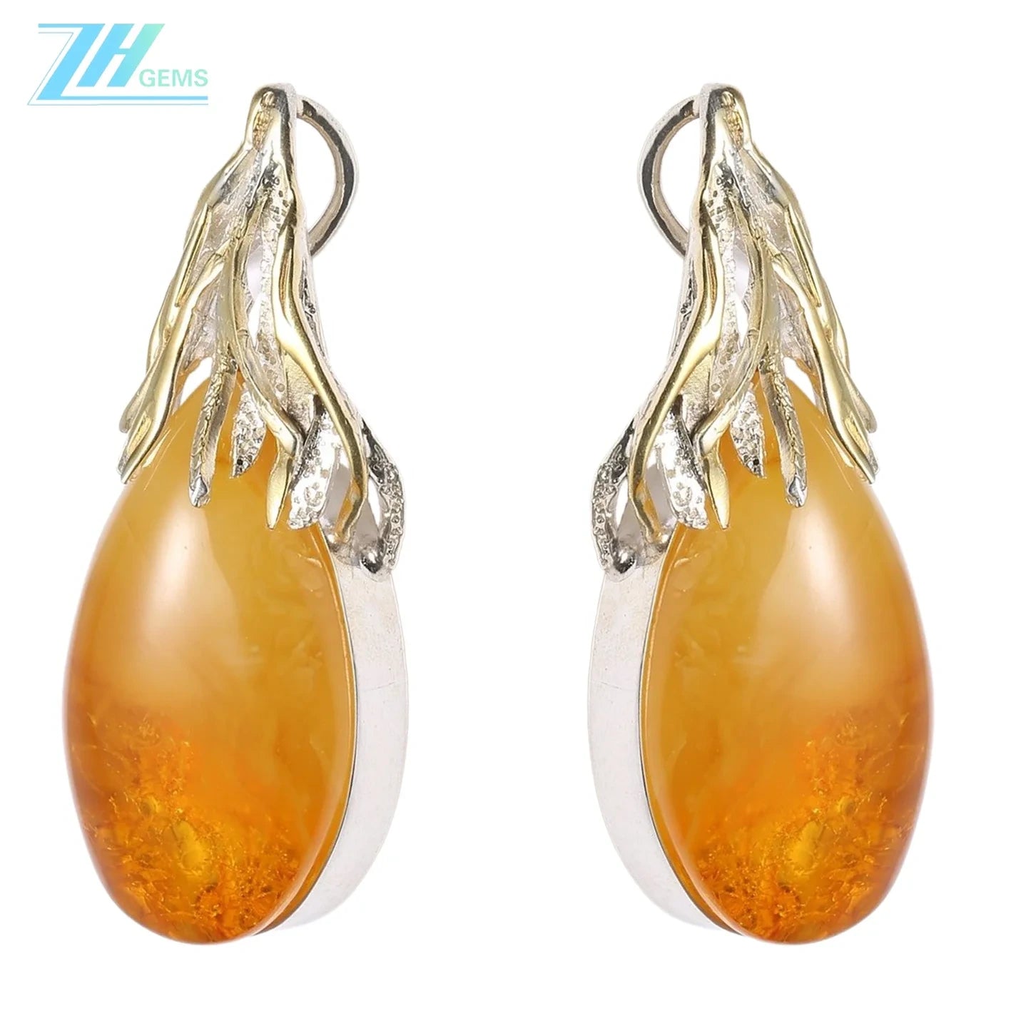 Amber Orang Pendant Men Fashion Design Simple Jewelry Pendant Drop Casual Natural Irregular Gemstone Natural Baltic Amber